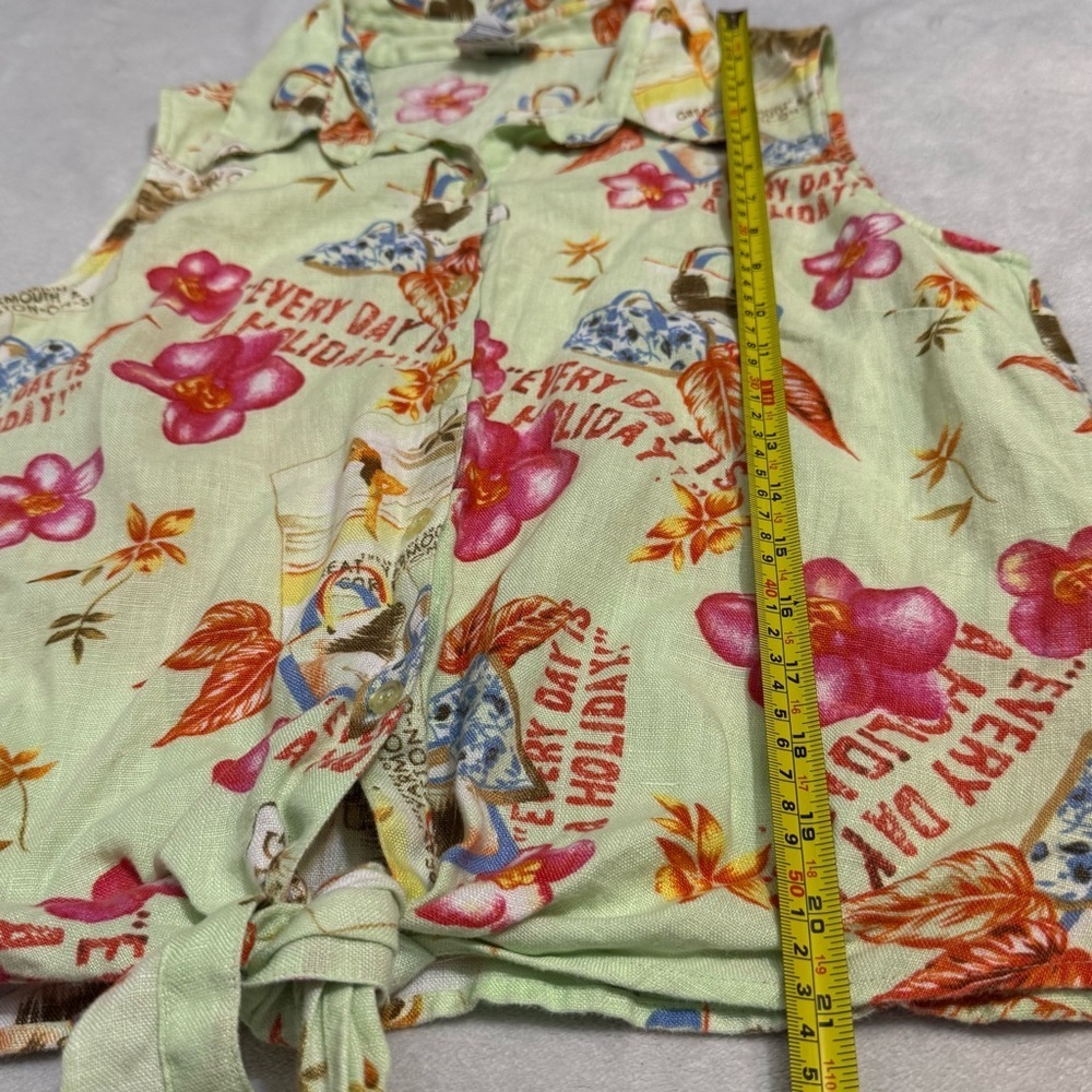 Dandy by Andi M. Linen Tie-Front Vacation Top - Picture 3 of 14